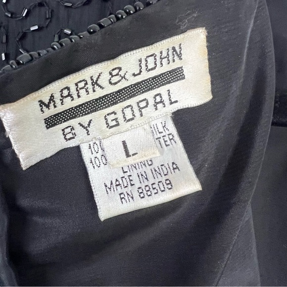 Mark & John By Gopal Vintage Beaded Silk Dress Size L Black - Picture 4 of 9